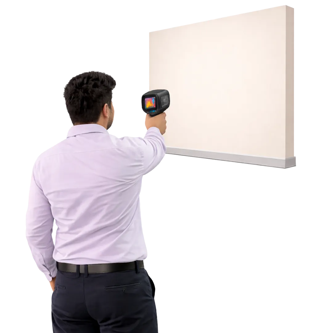 Ingeniero realizando inspección de humedad