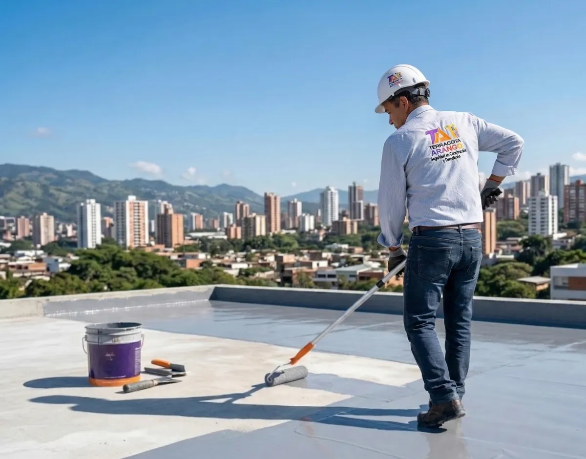 Trabajo de impermeabilización en terraza